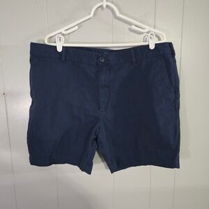 IZOD Saltwater Stretch Chino Shorts Mens 40 Navy Blue 7 Inch Inseam Casual